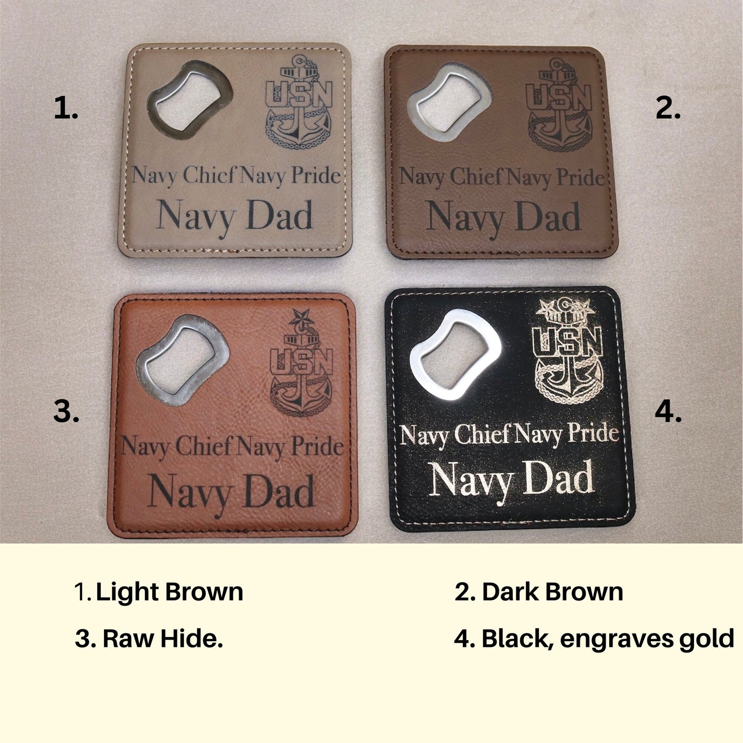 Navy Chief Dad Coaster, Bottle Opener, Senior Chief, Master Chief, Father's Day Present, Best Dad Birthday Gift, Military Family