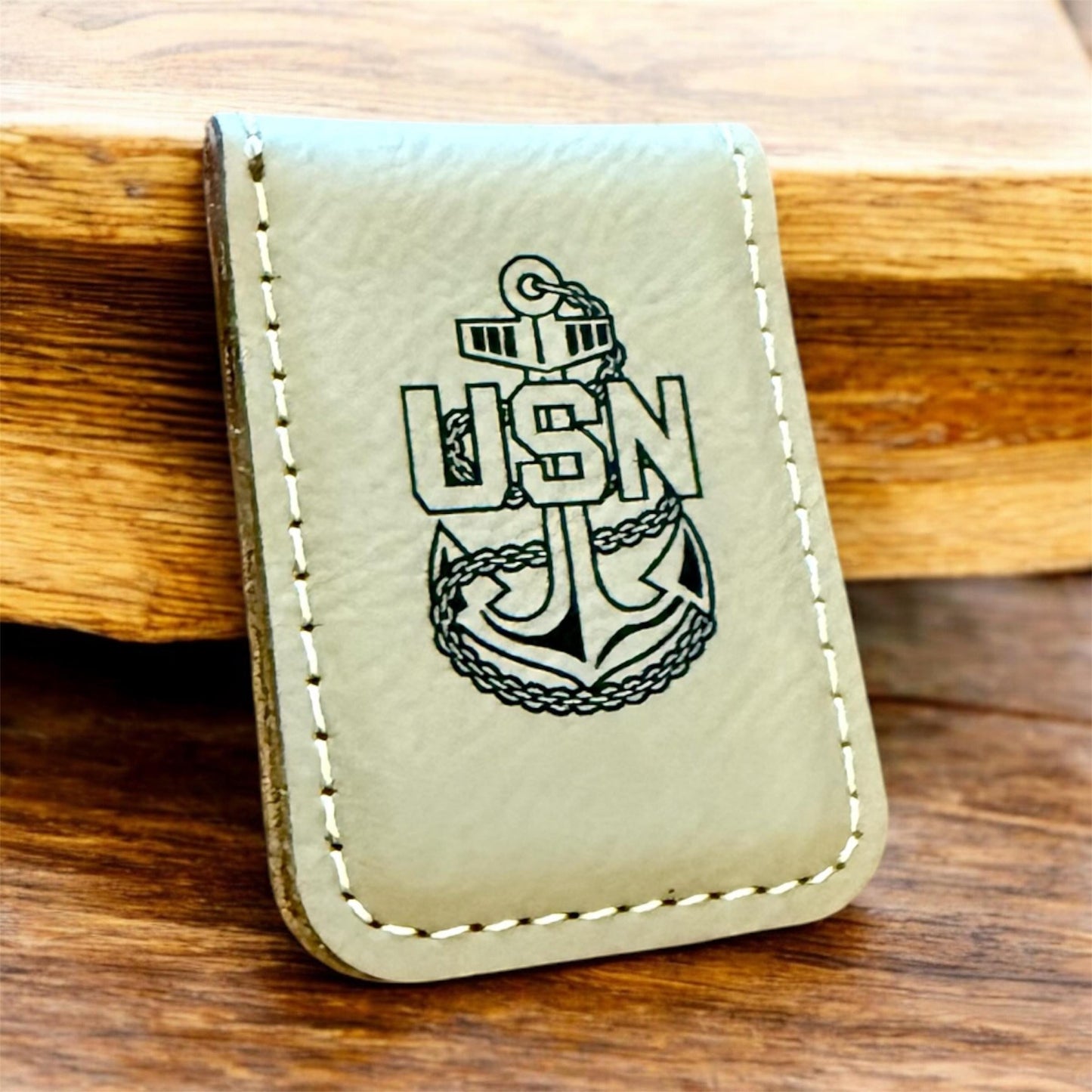 Navy Chief Money Clip, Personalized Laser Engraved Navy Chief, Senior Chief, or Master Chief Anchor Design, Custom Military Gift
