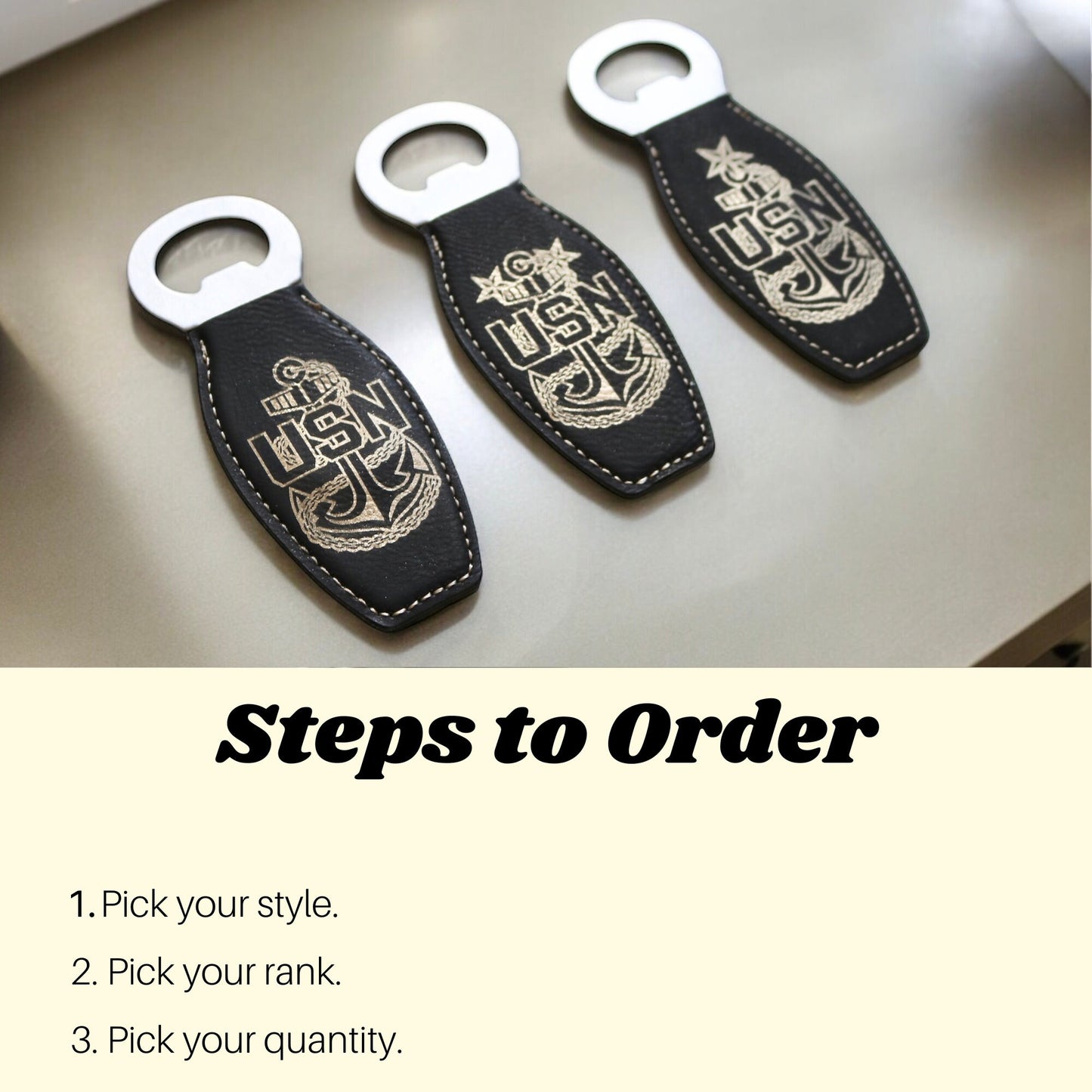 Navy Chief Bottle Opener Magnetic, Senior Chief, Master Chief, Man Cave Magnet Leatherette Bottle Opener