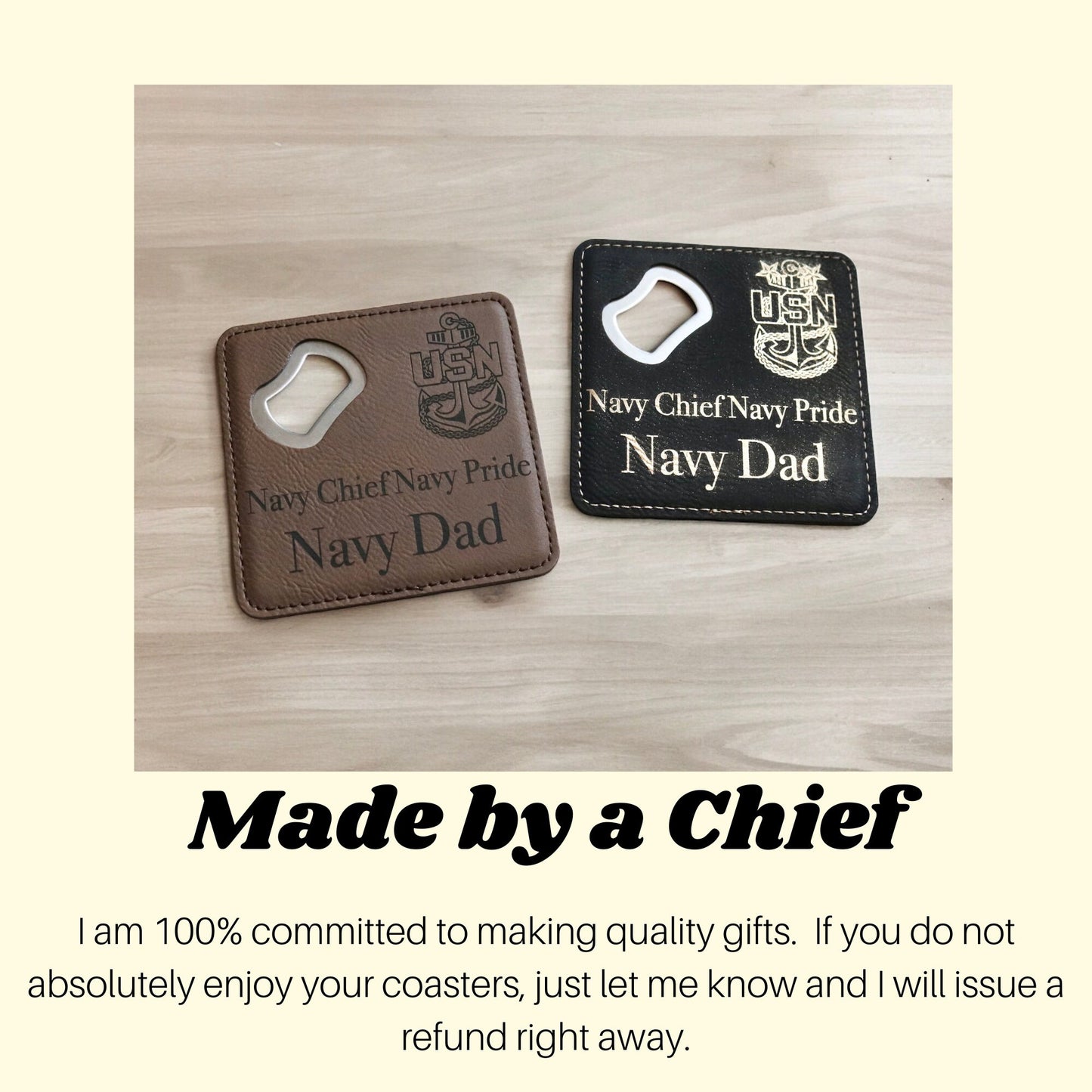 Navy Chief Dad Coaster, Bottle Opener, Senior Chief, Master Chief, Father's Day Present, Best Dad Birthday Gift, Military Family