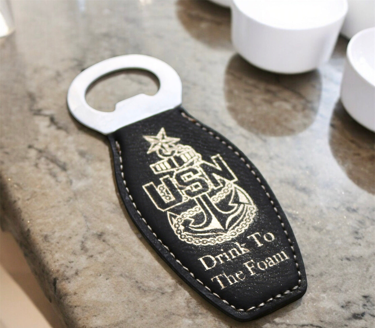 Navy Chief Bottle Opener Magnetic, Senior Chief, Master Chief, Man Cave Magnet Leatherette Bottle Opener