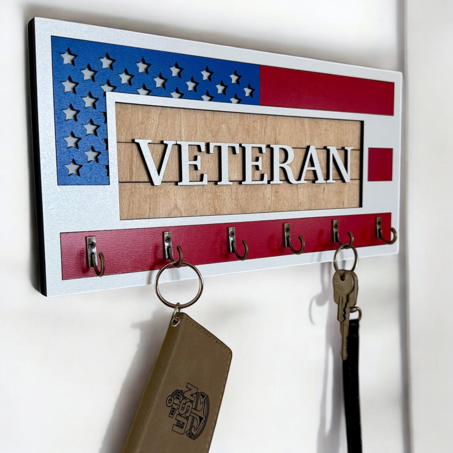 Veteran USA Flag Key Holder