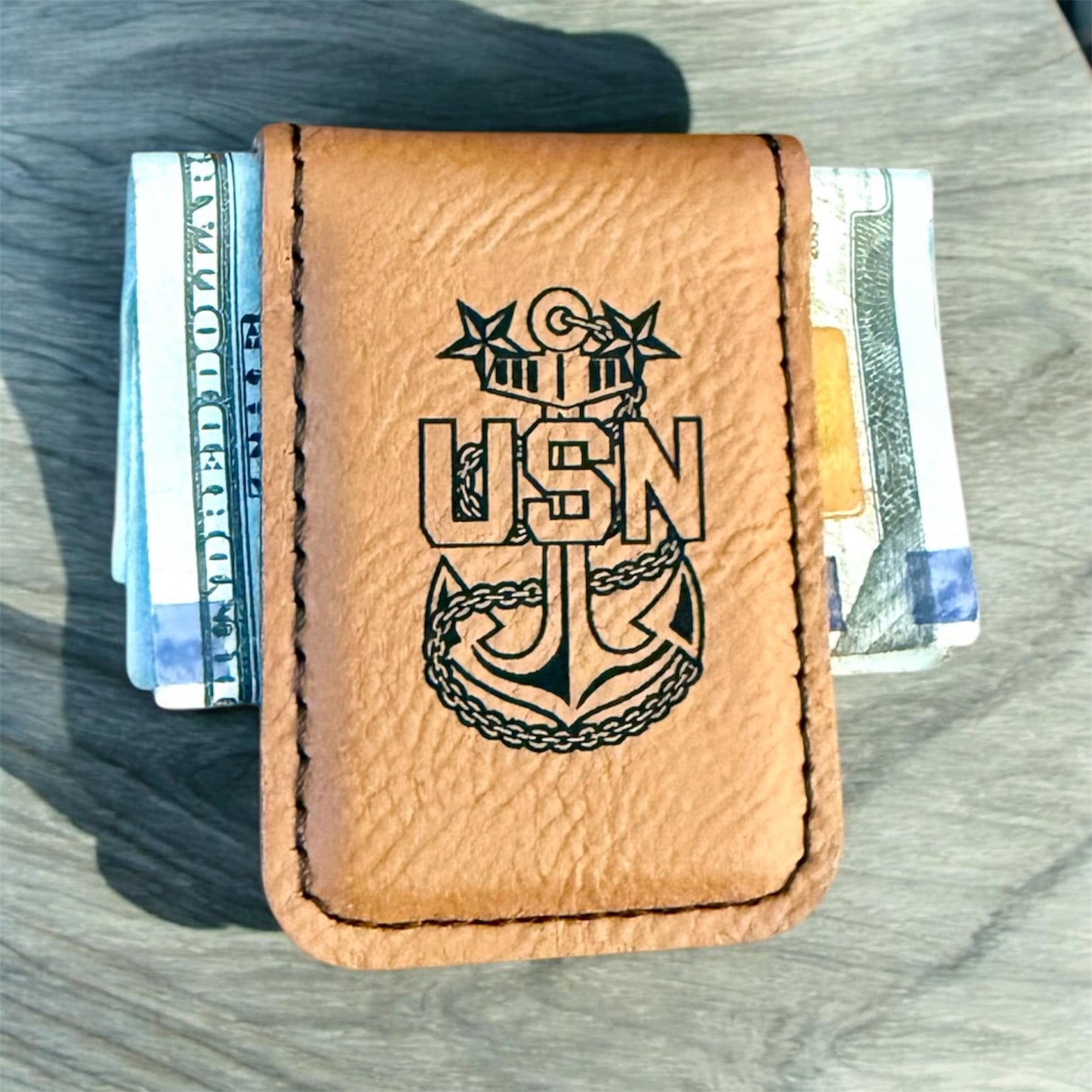 Navy Chief Money Clip, Personalized Laser Engraved Navy Chief, Senior Chief, or Master Chief Anchor Design, Custom Military Gift