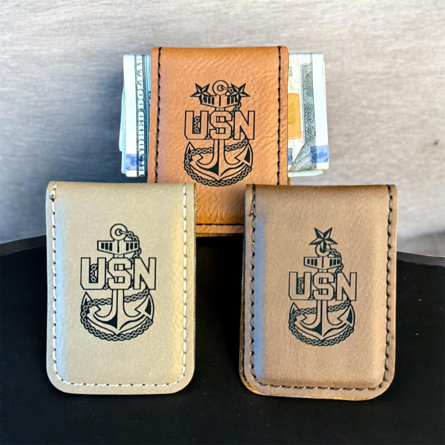 Navy Chief Money Clip, Personalized Laser Engraved Navy Chief, Senior Chief, or Master Chief Anchor Design, Custom Military Gift