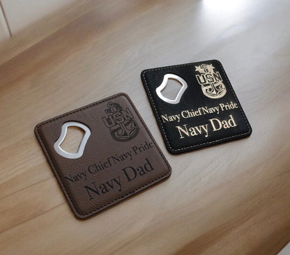 Navy Chief Dad Coaster, Bottle Opener, Senior Chief, Master Chief, Father's Day Present, Best Dad Birthday Gift, Military Family