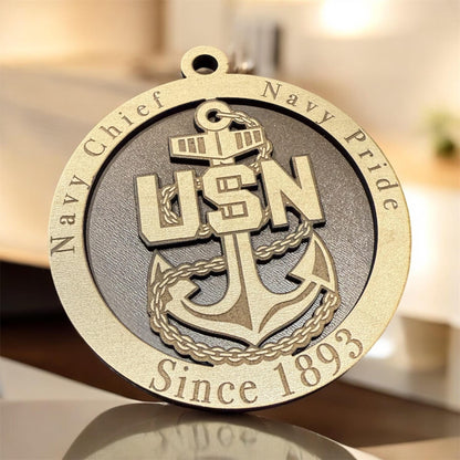 Navy Chief Christmas Ornament, Military Pride Senior Chief and Master Chief, Nautical Christmas Tree with Patriotic Decor, Chief's Anchor