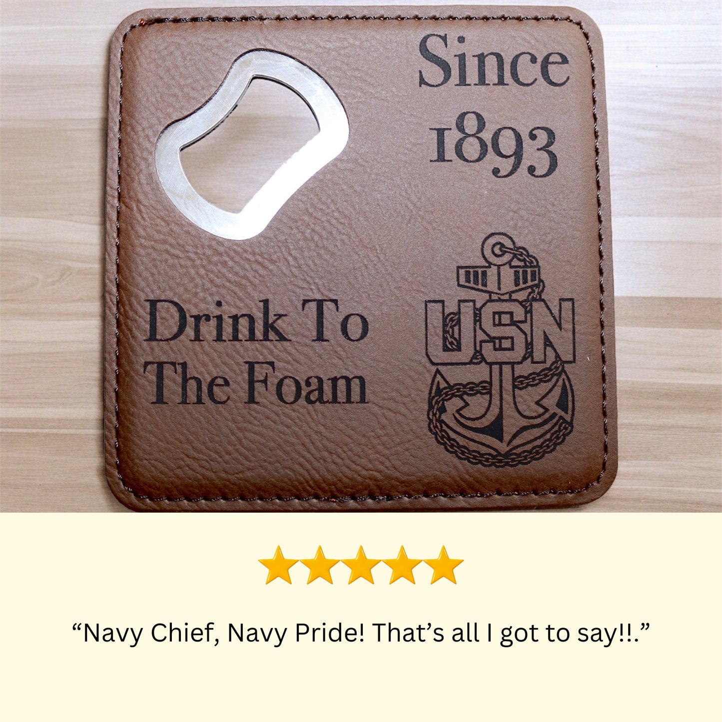 Navy Chief Bottle Coasters, Bottle opener, Beer coasters, Senior Chief, Master Chief and the GOAT