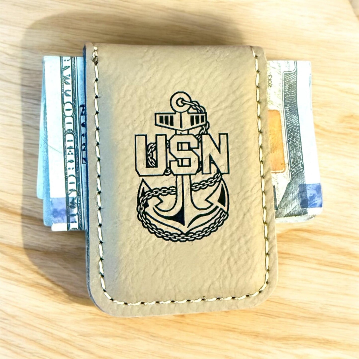 Navy Chief Money Clip, Personalized Laser Engraved Navy Chief, Senior Chief, or Master Chief Anchor Design, Custom Military Gift