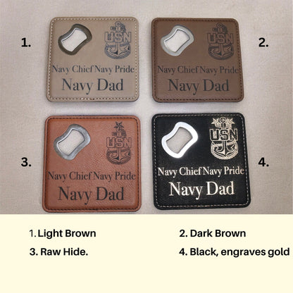Navy Chief Dad Coaster, Bottle Opener, Senior Chief, Master Chief, Father's Day Present, Best Dad Birthday Gift, Military Family