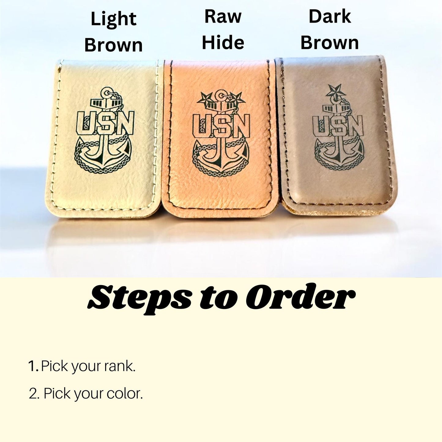 Navy Chief Money Clip, Personalized Laser Engraved Navy Chief, Senior Chief, or Master Chief Anchor Design, Custom Military Gift