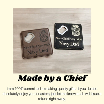 Navy Chief Dad Coaster, Bottle Opener, Senior Chief, Master Chief, Father's Day Present, Best Dad Birthday Gift, Military Family