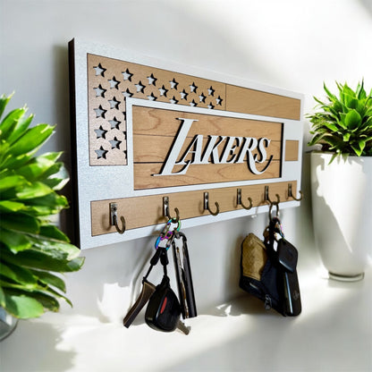 Lakers USA Flag Key Holder White and Light Brown