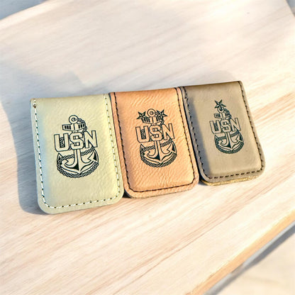 Navy Chief Money Clip, Personalized Laser Engraved Navy Chief, Senior Chief, or Master Chief Anchor Design, Custom Military Gift