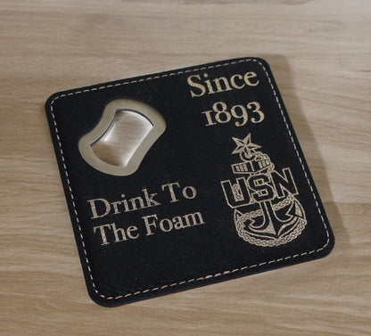 Navy Chief Bottle Coasters, Bottle opener, Beer coasters, Senior Chief, Master Chief and the GOAT