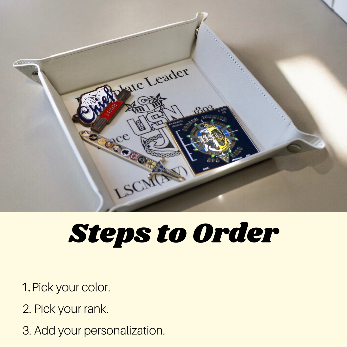 Navy Chief Catchall Tray – Personalized Valet Tray Gift for Chief, Senior Chief or Master Chief