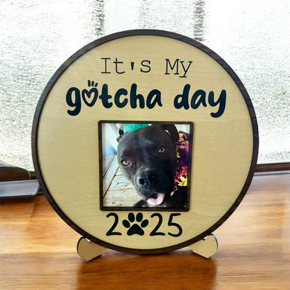 9" Round Dog Gotcha Day Picture Frame
