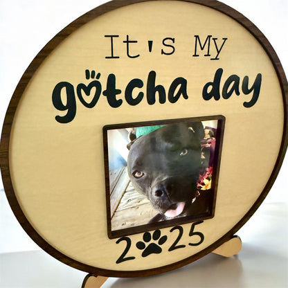 9" Round Dog Gotcha Day Picture Frame