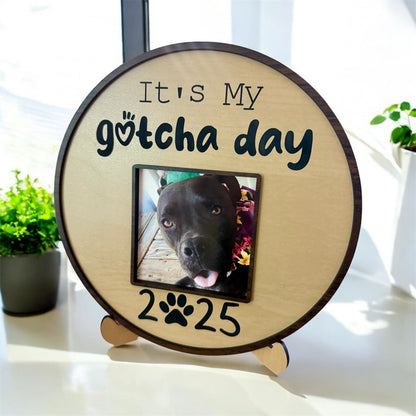 9" Round Dog Gotcha Day Picture Frame