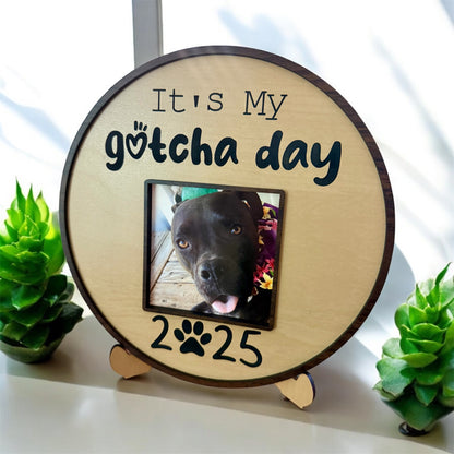 9" Round Dog Gotcha Day Picture Frame