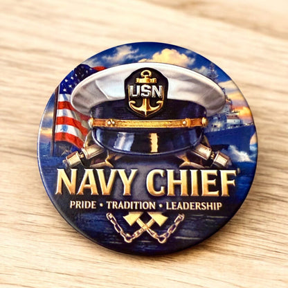 US Navy Chief Ceramic Coasters | Raised 3D UV Print | CPO Anchor Up | Honor Courage Commitment | Military Gift