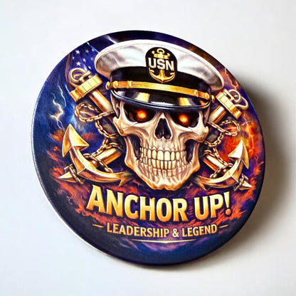 US Navy Chief Ceramic Coasters | Raised 3D UV Print | CPO Anchor Up | Honor Courage Commitment | Military Gift