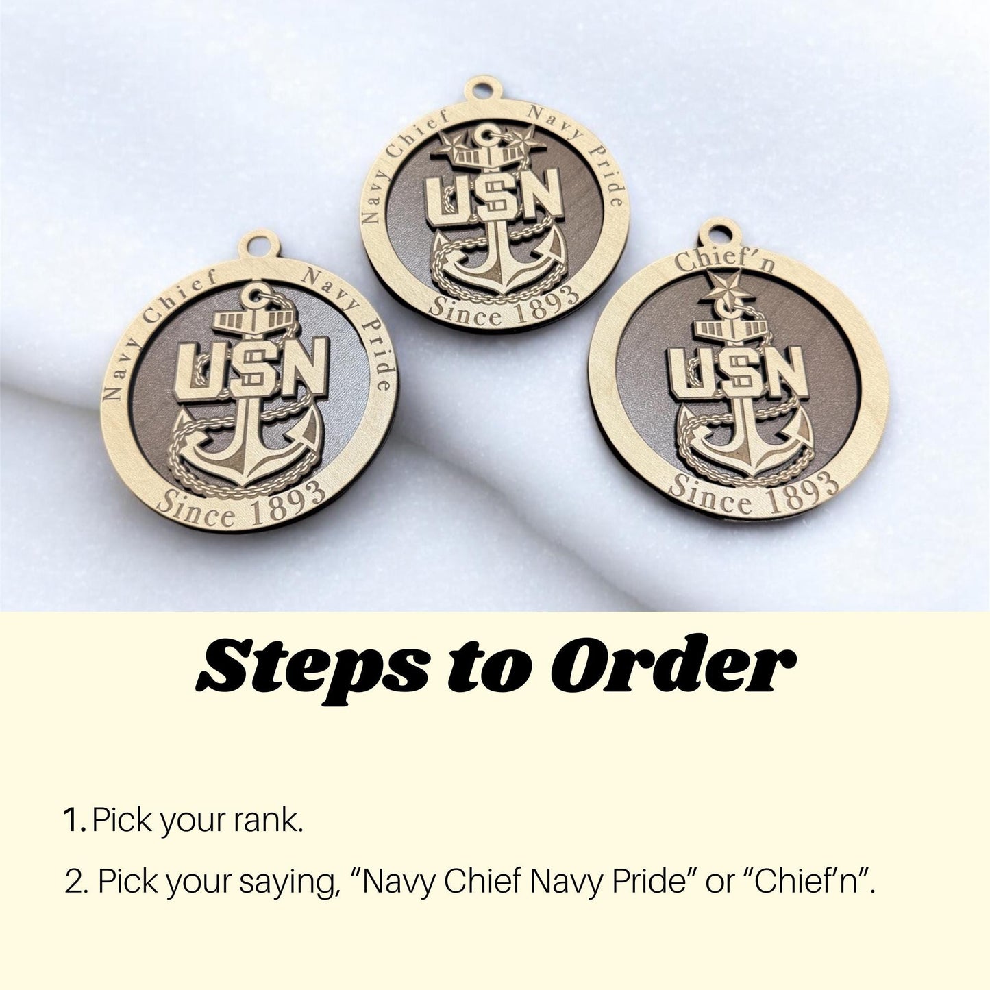 Navy Chief Christmas Ornament, Military Pride Senior Chief and Master Chief, Nautical Christmas Tree with Patriotic Decor, Chief's Anchor