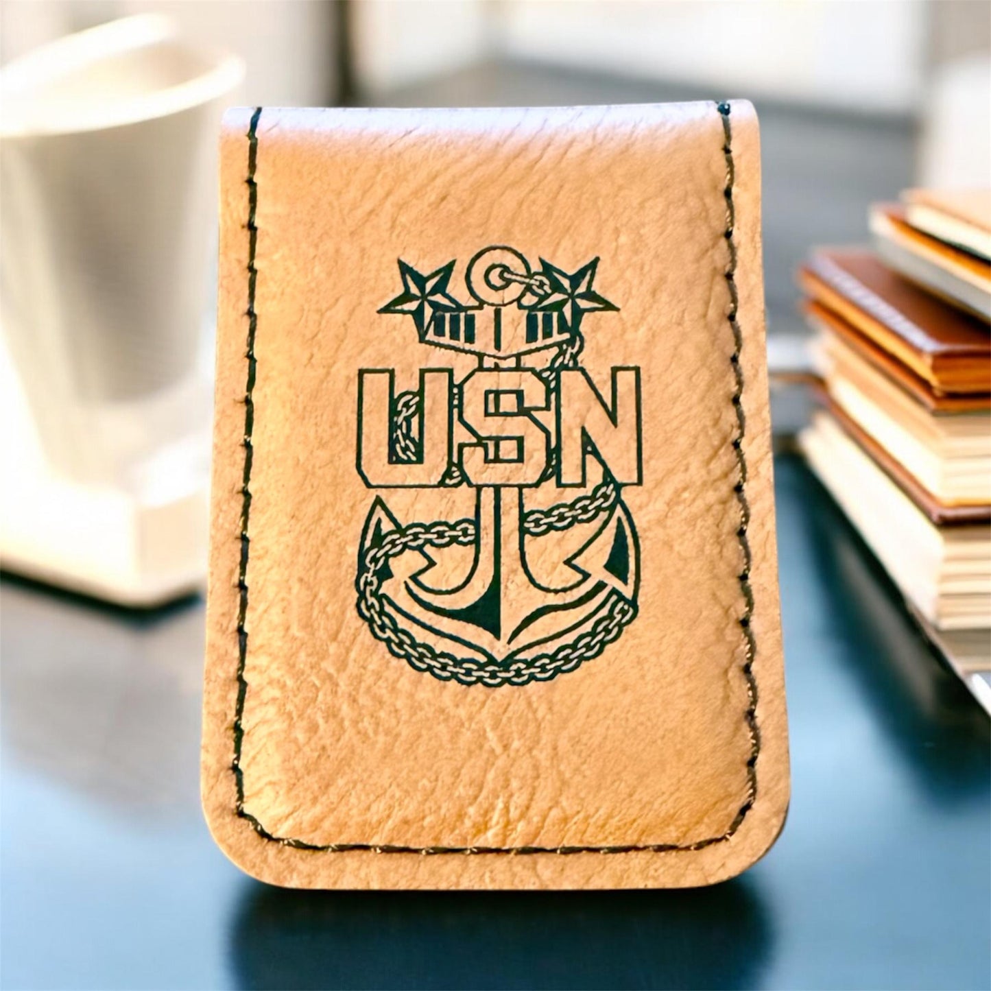 Navy Chief Money Clip, Personalized Laser Engraved Navy Chief, Senior Chief, or Master Chief Anchor Design, Custom Military Gift
