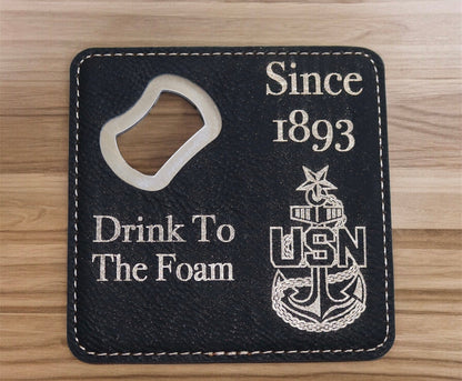 Navy Chief Bottle Coasters, Bottle opener, Beer coasters, Senior Chief, Master Chief and the GOAT