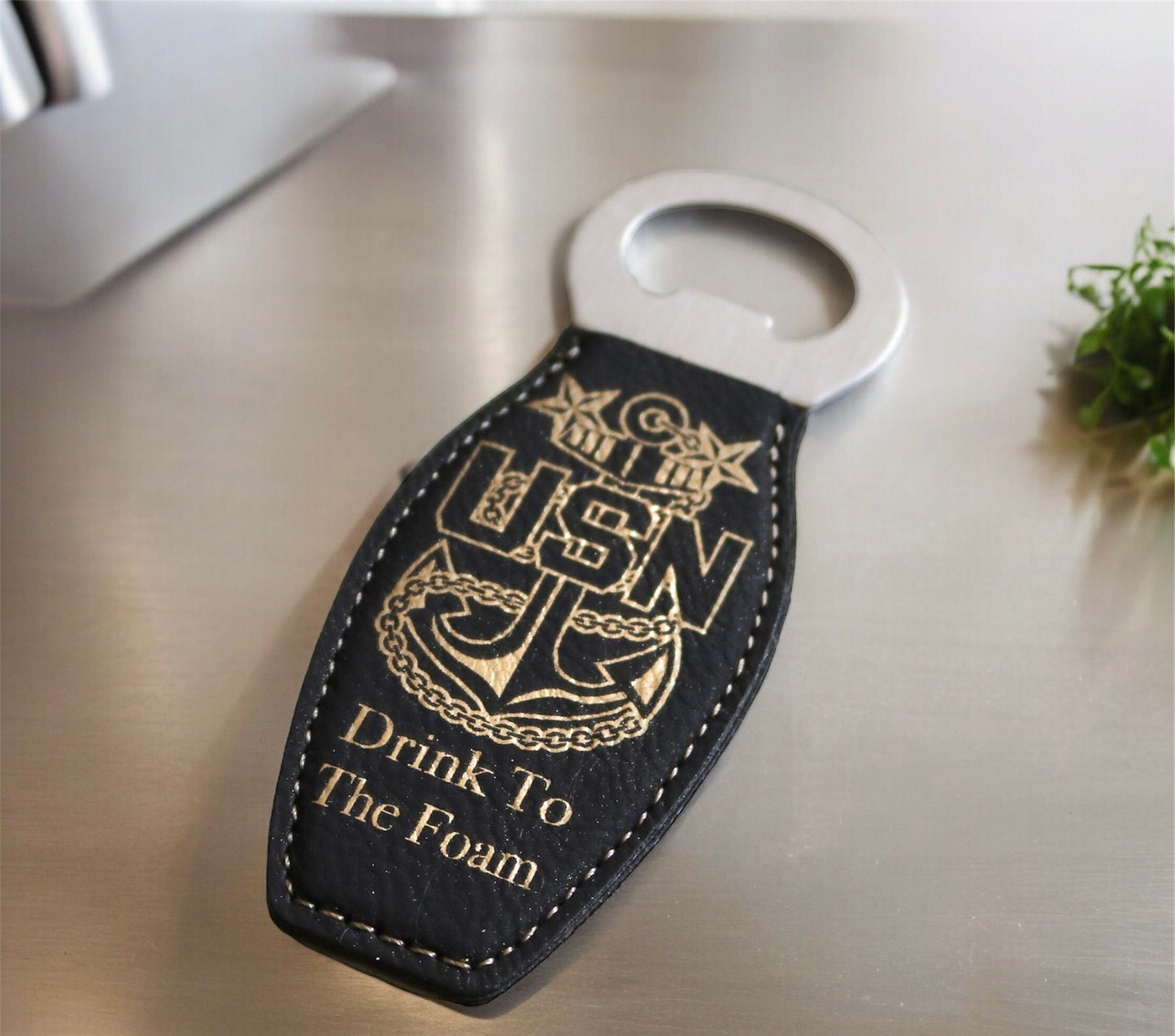 Navy Chief Bottle Opener Magnetic, Senior Chief, Master Chief, Man Cave Magnet Leatherette Bottle Opener
