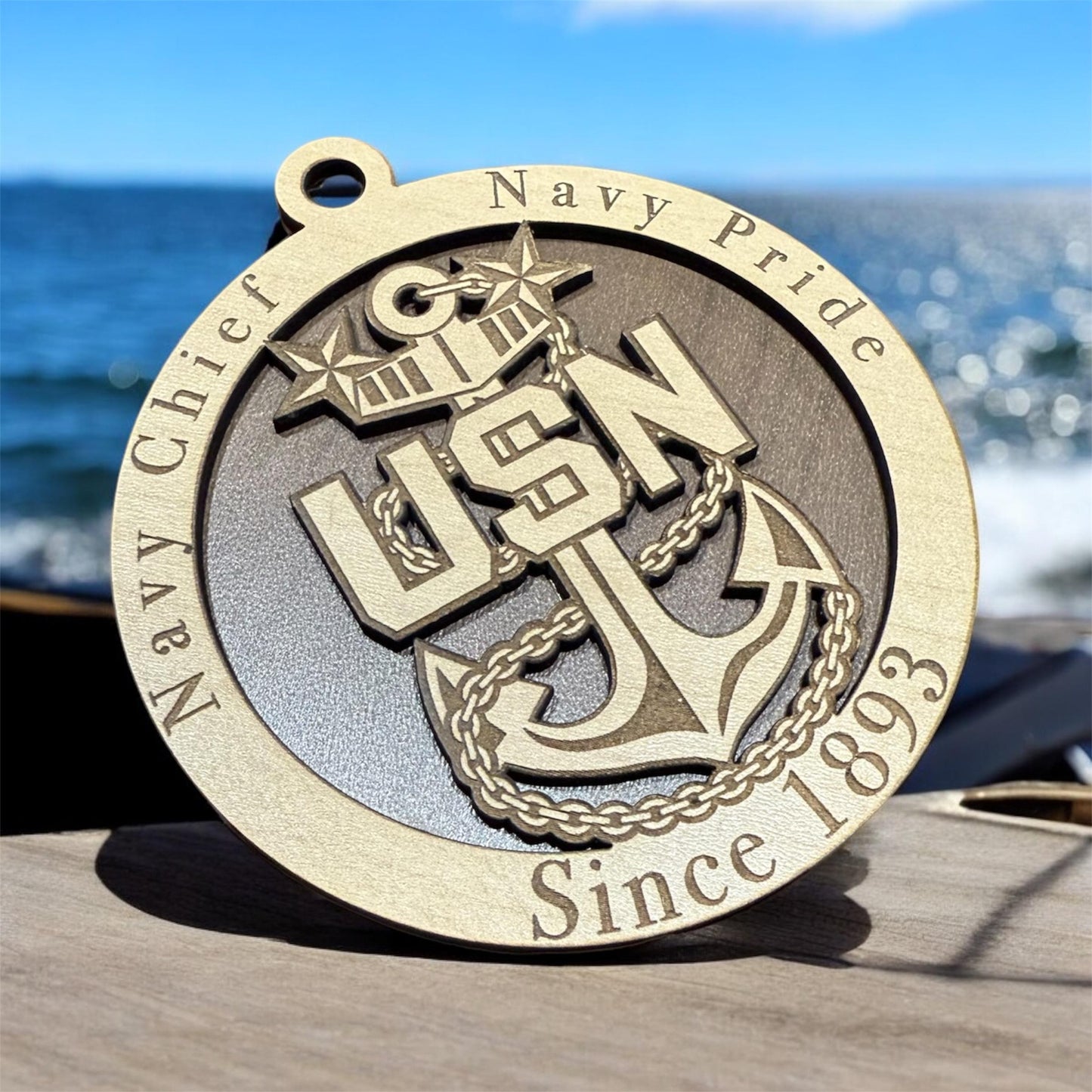 Navy Chief Christmas Ornament, Military Pride Senior Chief and Master Chief, Nautical Christmas Tree with Patriotic Decor, Chief's Anchor