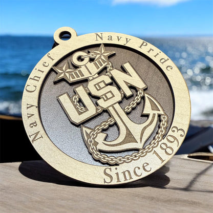 Navy Chief Christmas Ornament, Military Pride Senior Chief and Master Chief, Nautical Christmas Tree with Patriotic Decor, Chief's Anchor