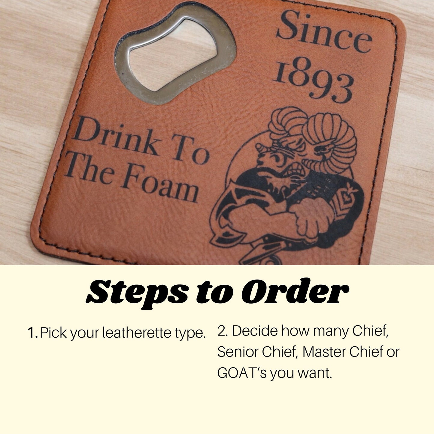 Navy Chief Bottle Coasters, Bottle opener, Beer coasters, Senior Chief, Master Chief and the GOAT